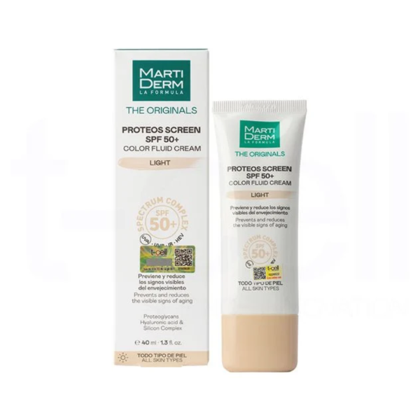 Kem Chống Nắng Martiderm The Originals Proteos Screen SPF50+ Color Fluid Cream Light 40mL