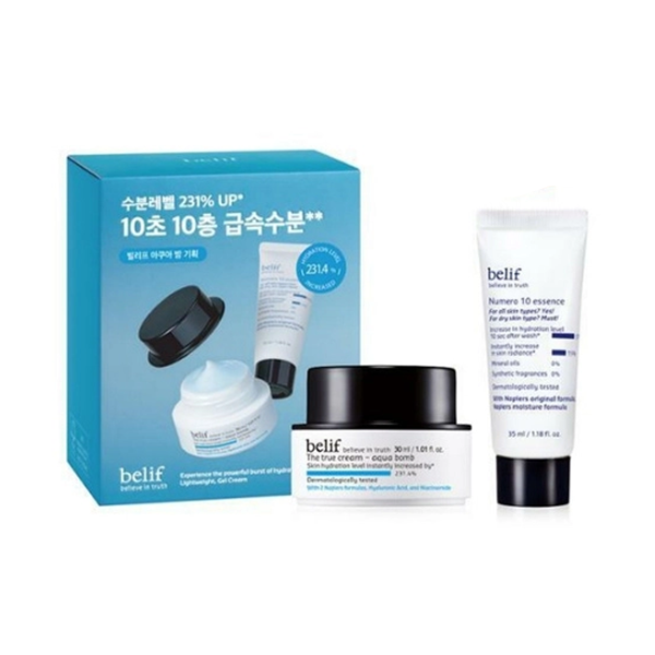 Set 2 Món Kem Dưỡng Belif The True Cream-Aqua Bomb 30mL + Tinh Chất Belif Numero 10 Essence 35mL