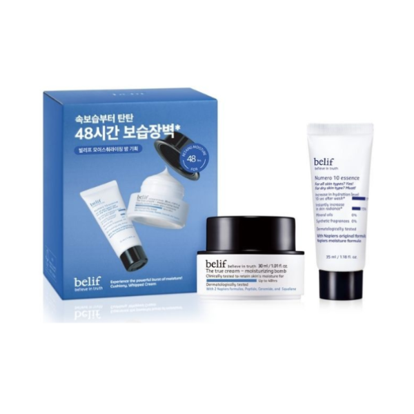 Set 2 Món Kem Dưỡng Belif The True Cream - Moisturizing Bomb 30mL + Tinh Chất Belif Numero 10 Essence 35mL