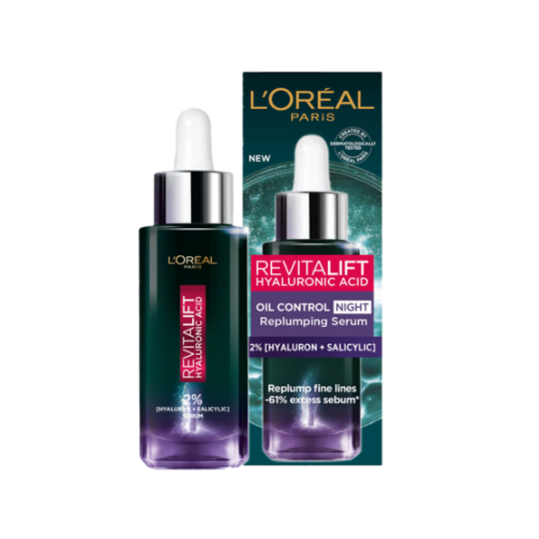 Dưỡng Chất L'Oreal Revitalift Hyaluronic Acid Oil Control Night Replumping Serum 30mL