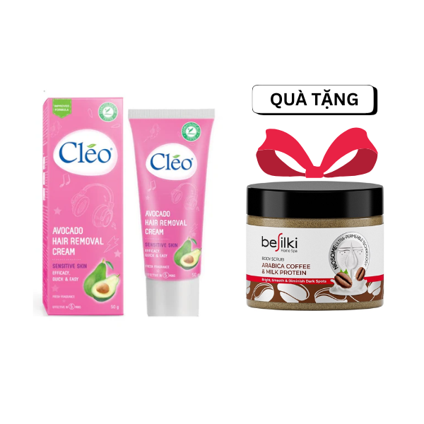[MUA 1 TẶNG 1] - Kem Bơ Tẩy Lông Cléo Avocado Hair Removal Cream 100g + Tẩy Da Chết Body Besilki 350g