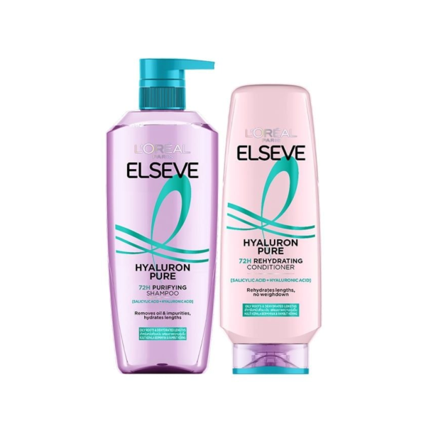 Dầu Gội/ Xả L'Oreal Elseve Hyaluron Pure 72H Purifying