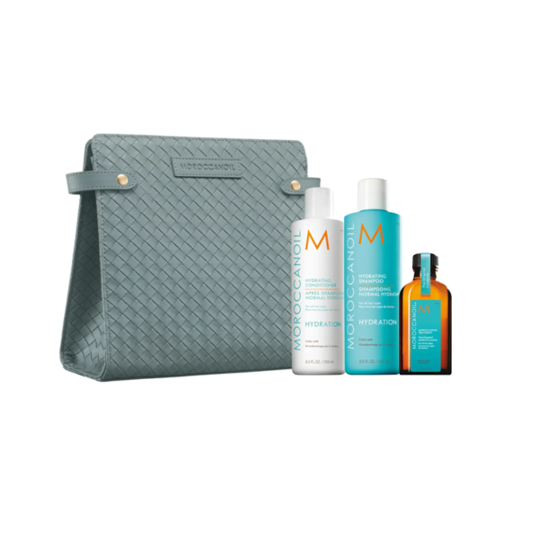 Set Dưỡng Ẩm Tóc Morocanoil Holiday Kit (Nhập Khẩu) (Bộ Dầu Gội & Dầu Xả 70ml + Tinh Dầu Dưỡng 100ml + Túi Da Cao Cấp)
