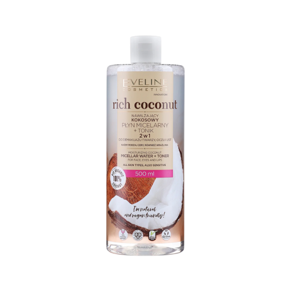 Tẩy Trang Eveline Rich Coconut Micellar Water + Toner 500mL