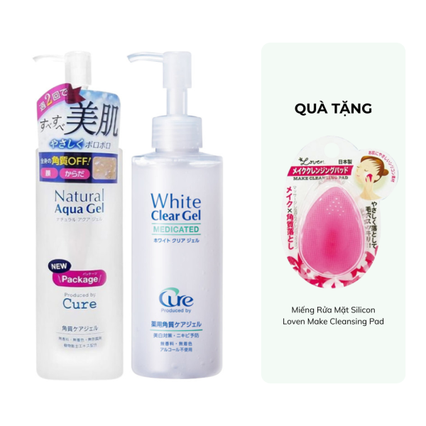 [1 TẶNG 1] Tẩy Tế Bào Chết Cure White Clear Gel / Natural Aqua Gel 100g / 250g - Tặng Kèm Miếng Rửa Mặt Silicon