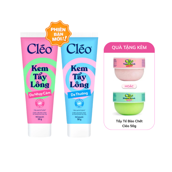 [1 TẶNG 1] Kem Tẩy Lông Cléo Hair Removal Cream 50g + Tẩy Tế Bào Chết Cléo 50g