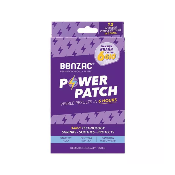 Miếng Dán Mụn BENZAC Power Patch 3-In-1 Spot Control 12 Pcs
