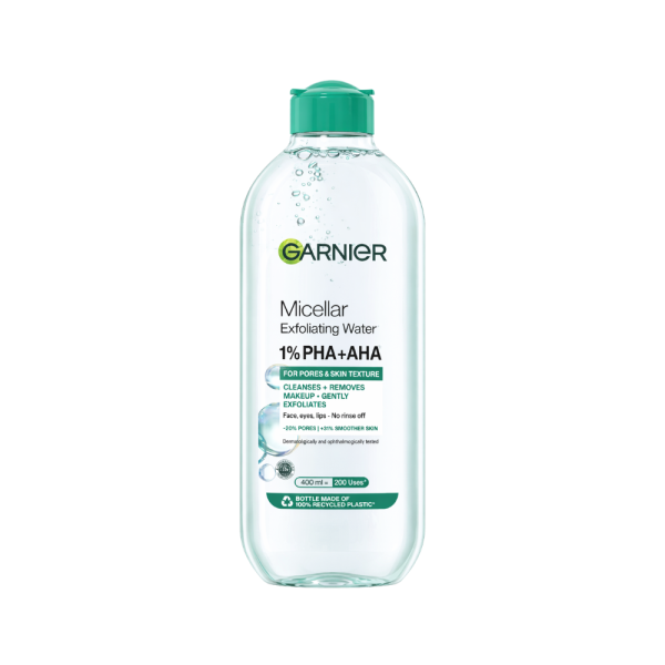 Nước Tẩy Trang Garnier Làm Sạch Tế Bào Chết Micellar Exfoliating Water 1% PHA+AHA 400mL