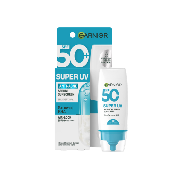 Kem Chống Nắng Garnier Super UV Anti-Acne Serum Sunscreen SPF 50+ PA++++ 30mL