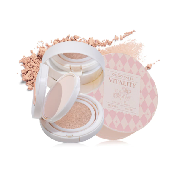Phấn Phủ Và Phấn Nước 2 Trong 1 GoGo Tales Light And Nude Pressed Powder Cushion Cream 6g + 8.5g